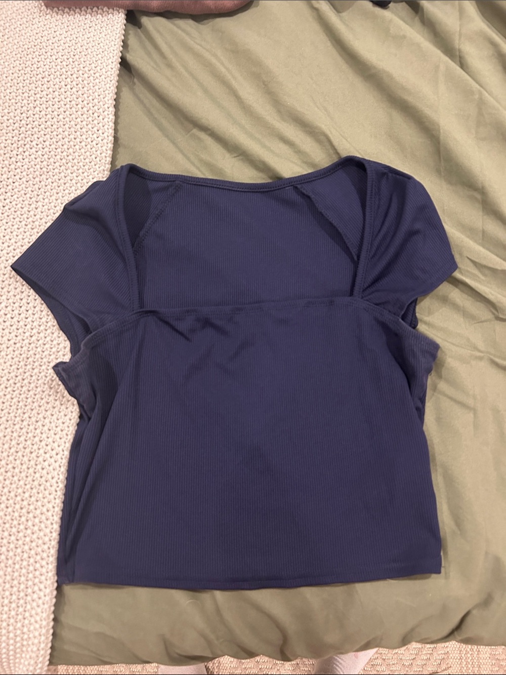 SHEIN Navy Ribbed Square Neck Crop Top